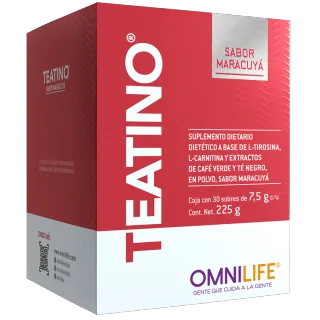 Envase de Teatino en Argentina: caja con 30 sobres. Contenido neto 225 g, código 3505609.
