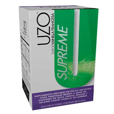 Foto oficial de Uzo Supreme en Argentina: caja c/30 sachets 240g, código 3875700.
