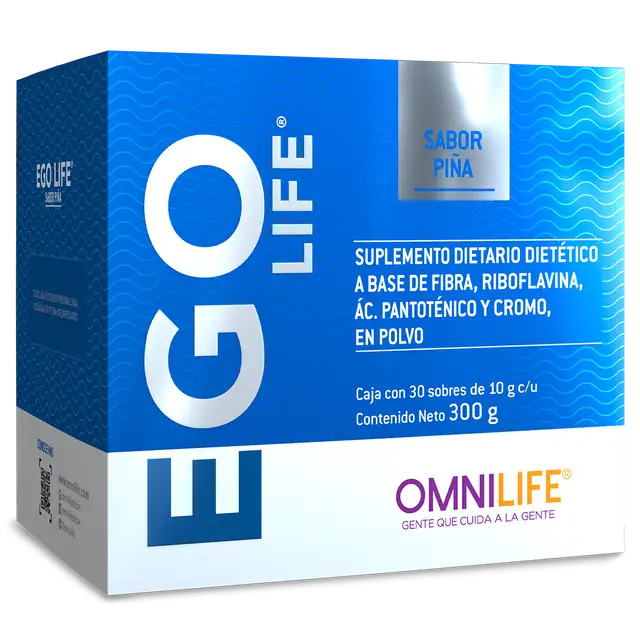 Foto oficial de Ego Life en Argentina: caja con 30 sobres. Contenido neto 300 g, código 4903204.