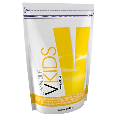 Foto oficial de Omnilife Vkids en Argentina: doypack 400g, código 5025516.
