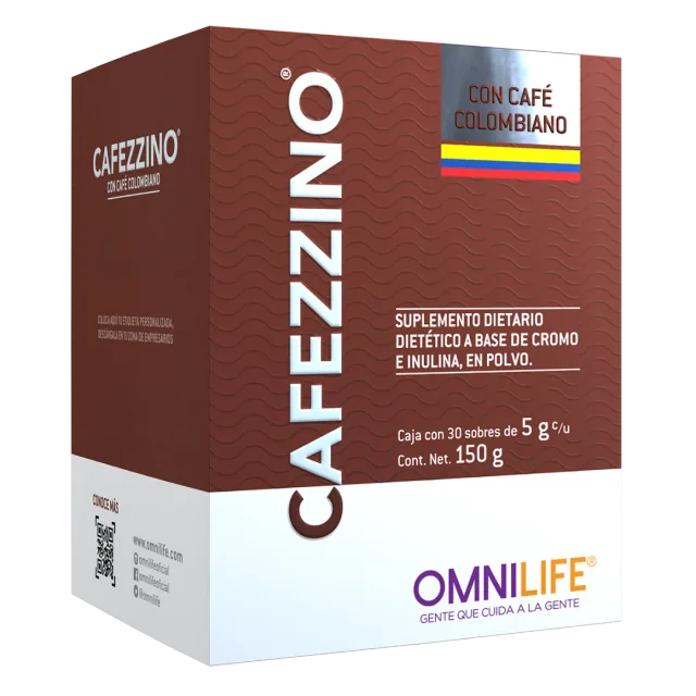 Foto oficial de Cafezzino en Argentina: caja con 30 sobres. Contenido neto 150 g, código 5105932.