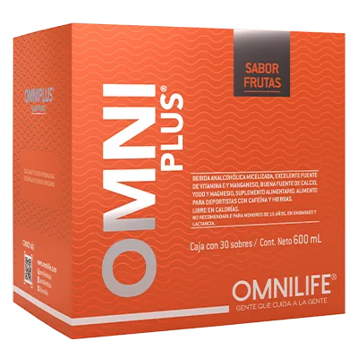 Foto oficial de Omniplus en Chile: caja con 30 sobres, código 2350430.