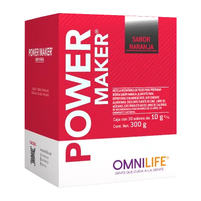 Foto oficial de Power Maker en Chile: caja con 30 sobres, código 2603201.