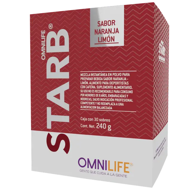 Foto oficial de Starb en Chile: caja con 30 sobres, contenido neto 240g, código 3000730.