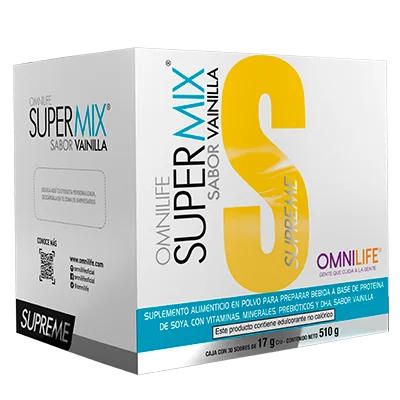 Foto oficial de Super Mix Supreme en Ecuador: caja c/30 sobres 510g, código 3178516.