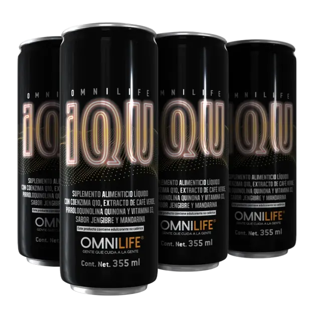 Foto oficial de OMNILIFE IQU en Ecuador: disponible en paquete de 6 latas, cada una contiene 355 mililitros, código 3659152.