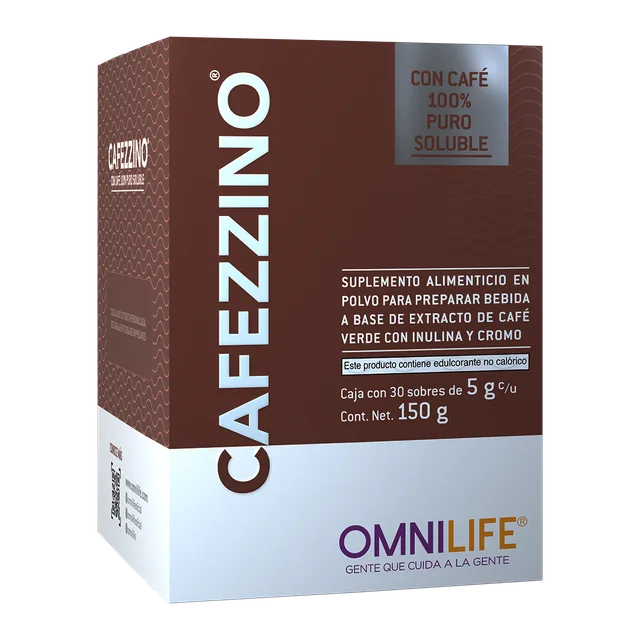 Foto oficial de Cafezzino en Ecuador: caja con 30 sobres, contenido neto 150 g, código 5105932.