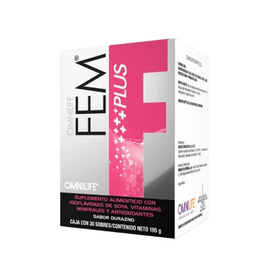 Foto oficial de Fem Plus en Guatemala: caja c/30 sachets 195g, código 1429653.