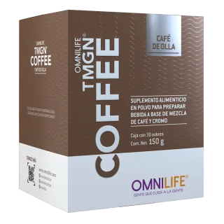 Envase de OMNILIFE TMGN en Guatemala: caja con 30 sobres. Contenido neto 150 g, código 2904727.