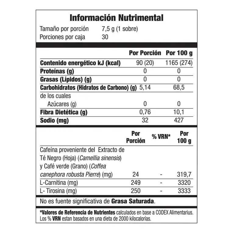 Tabla nutrimental de Teatino, código Nicaragua 3505609, imagen 2.