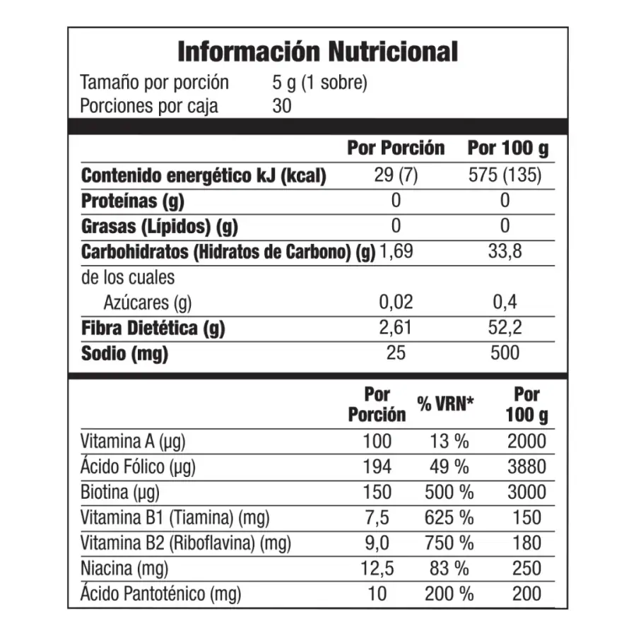 Tabla nutrimental de One C Mix, código Nicaragua 6305929, imagen 1.