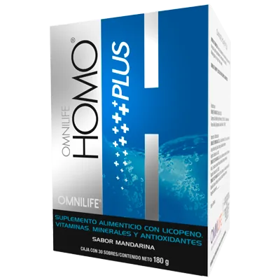 Foto oficial de Homo Plus en Nicaragua: caja c/30 sachets 180g, código 1729752.