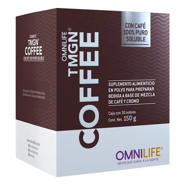 Foto oficial de Omnilife TMGN en Nicaragua: caja con 30 sobres. Contenido neto 150 g, código 3304732.