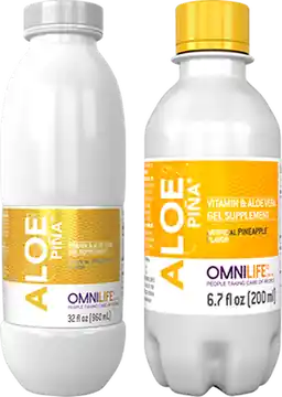Botellas ALOE PIÑA de 960 ml y 200 ml del catálogo de Estados Unidos.