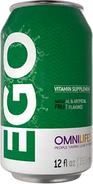 Lata de EGO Frutas del Bosque; se vende en paquete de seis latas de 355 mL.