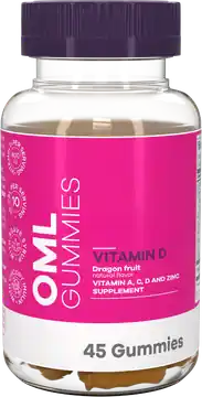 Frasco de OML Gummies Vitamin D del catálogo de Estados Unidos.